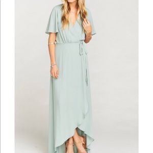 Show me your mumu SILVER SAGE bridesmaid dress